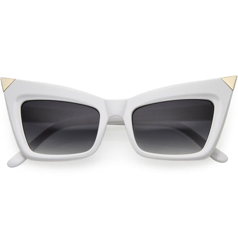 Sharp High-Pointed Metal Tip Designer-Inspired Fashion Cat Eye Sunglasses 52mm