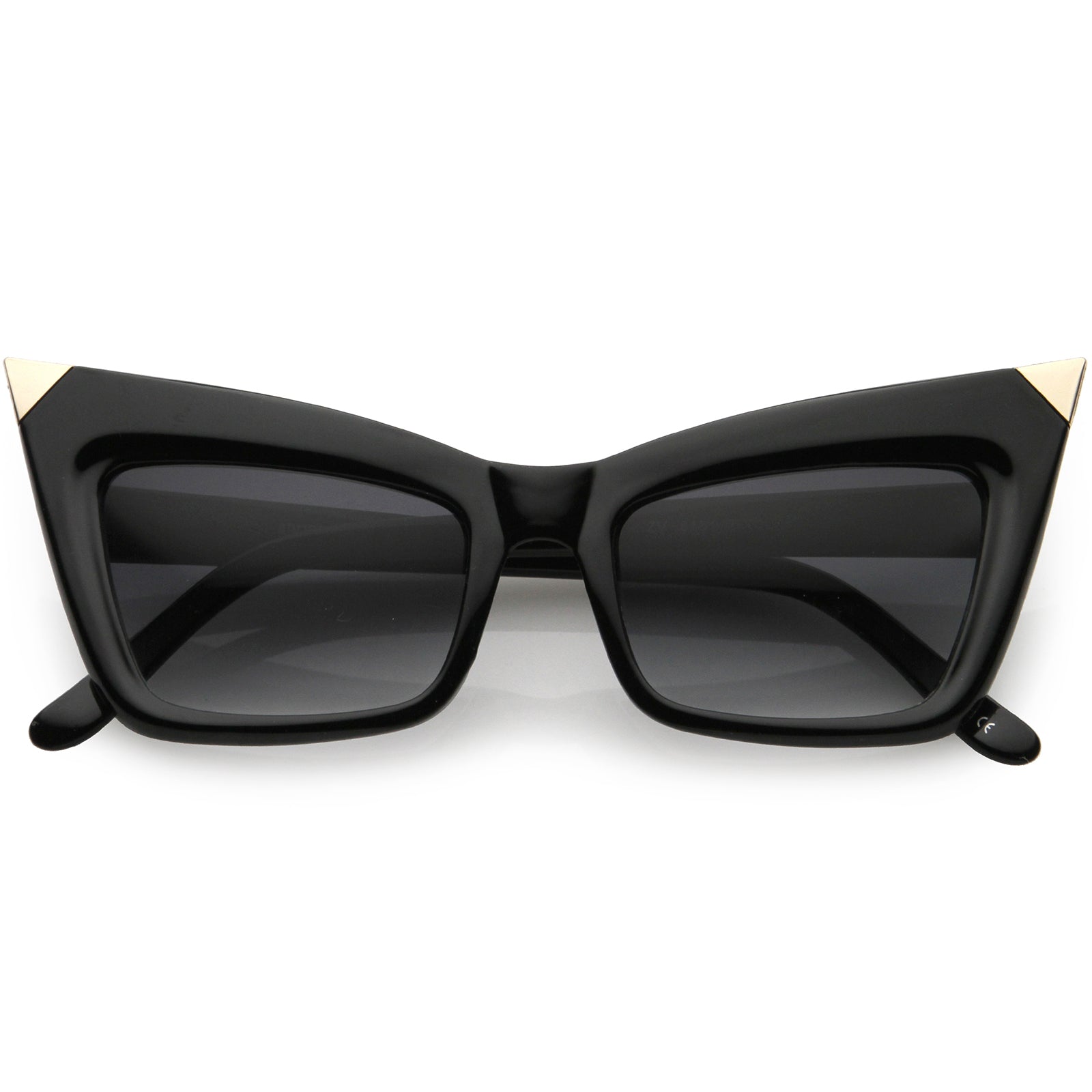 Sharp High-Pointed Metal Tip Designer-Inspired Fashion Cat Eye Sunglasses 52mm Creme Gold / Amber
