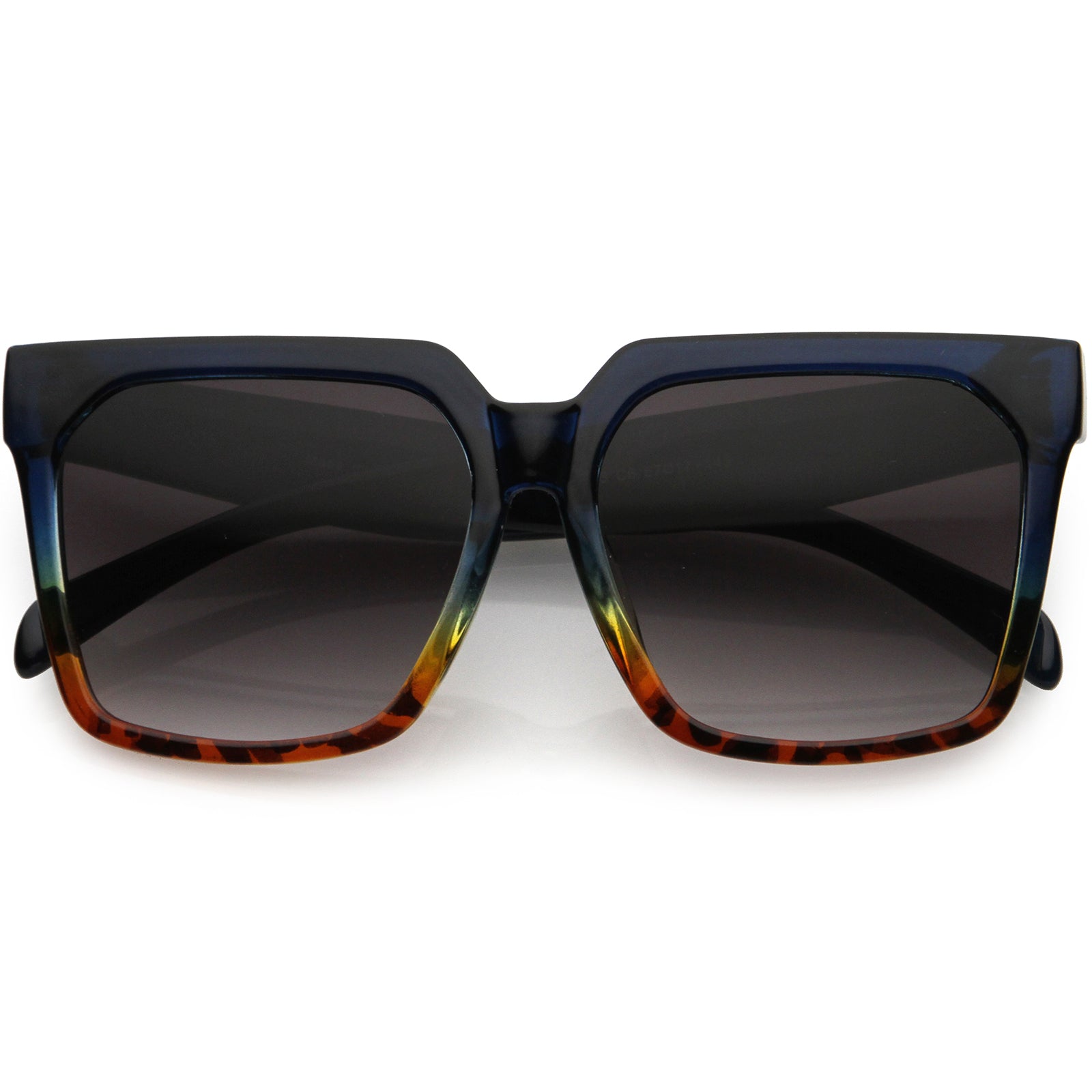 Bold Euro Designer Inspired Fashion Oversize Square Sunglasses 50mm Blue Tortoise / Lavender
