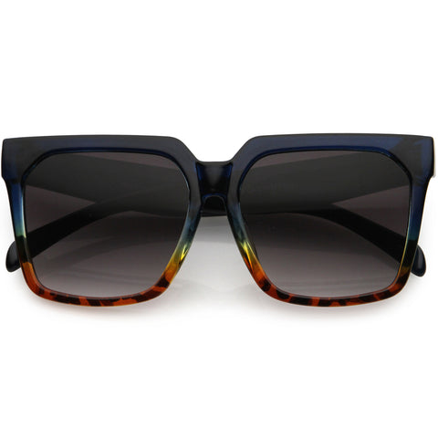 Luxe Medium Rhinestones Decorated Premium Square Sunglasses 56mm