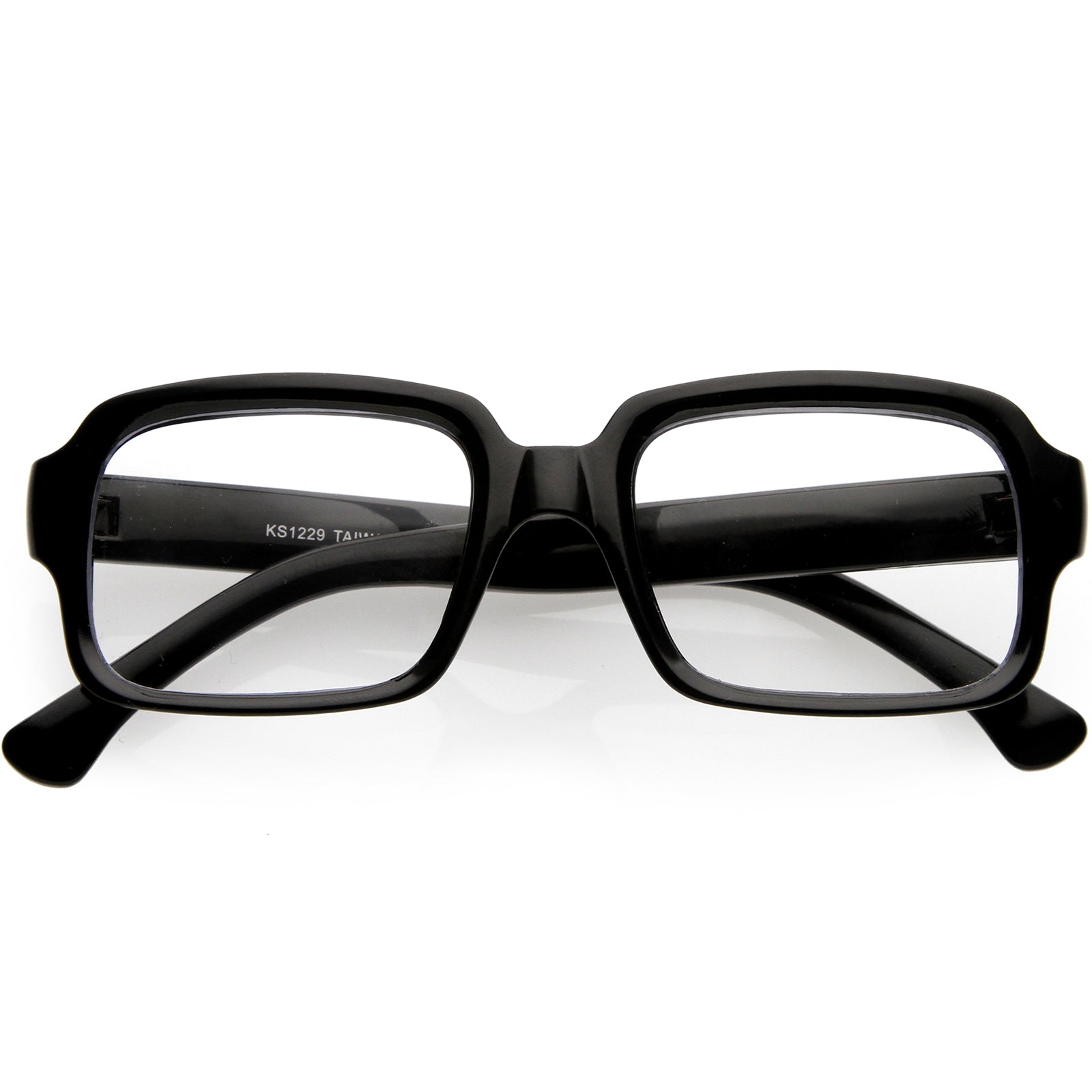 Casual Thick Rimmed Retro Rectangle Blue Light Glasses 52mm Matte Black / Clear