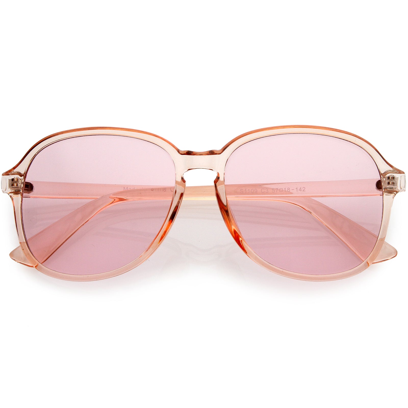 Retro Fab 70s Disco Era Keyhole Nose Classic Round Sunglasses 50mm Clear-Pink / Pink