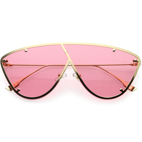 Futuristic Oversize Extended Side Temple Mirrored Lens Sport Shield Sunglasses 68mm
