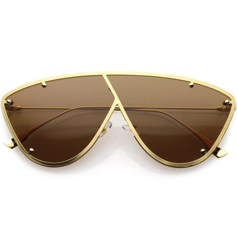 Bold Studded Thin Metal Arms Modern Oversize Angular Aviator Sunglasses 70mm