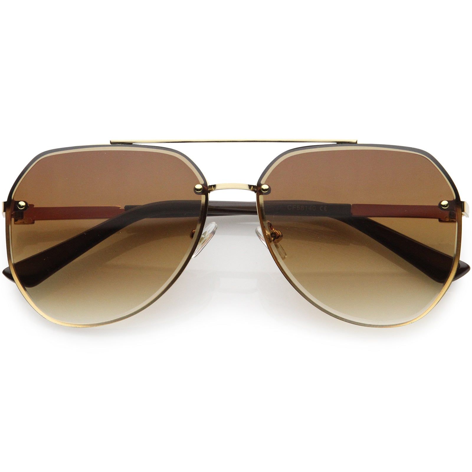 Dressy Rhinestones Temple Accent Bevelled Lens Square Sunglasses 58mm Gold / Purple Pink Fade