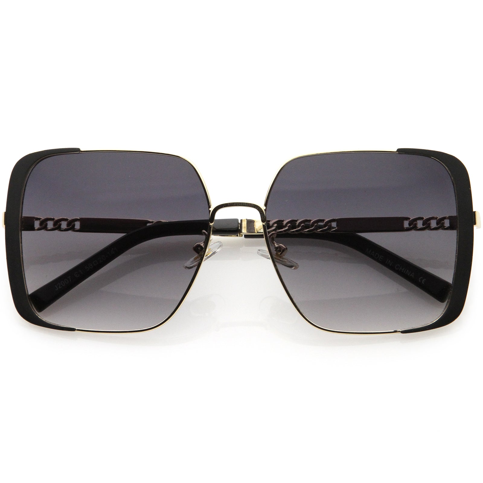 Glamorous Oversize Retro Embellished Frame Square Sunglasses 58mm Gold Black / Green Pink Fade