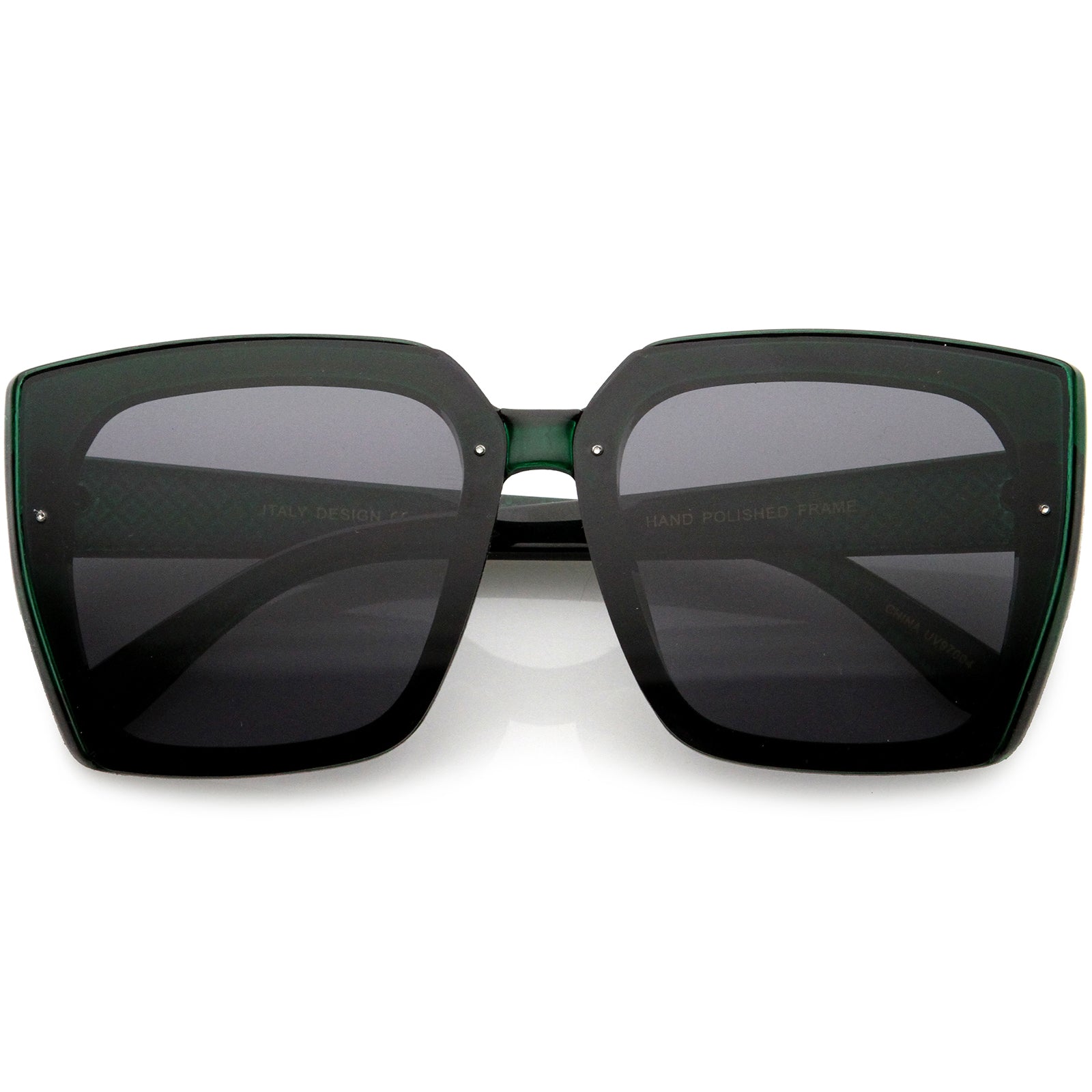 Glamorous Designer-Inspired Argyle Embossed Arms Oversized Square Sunglasses 63mm Smoke / Blue