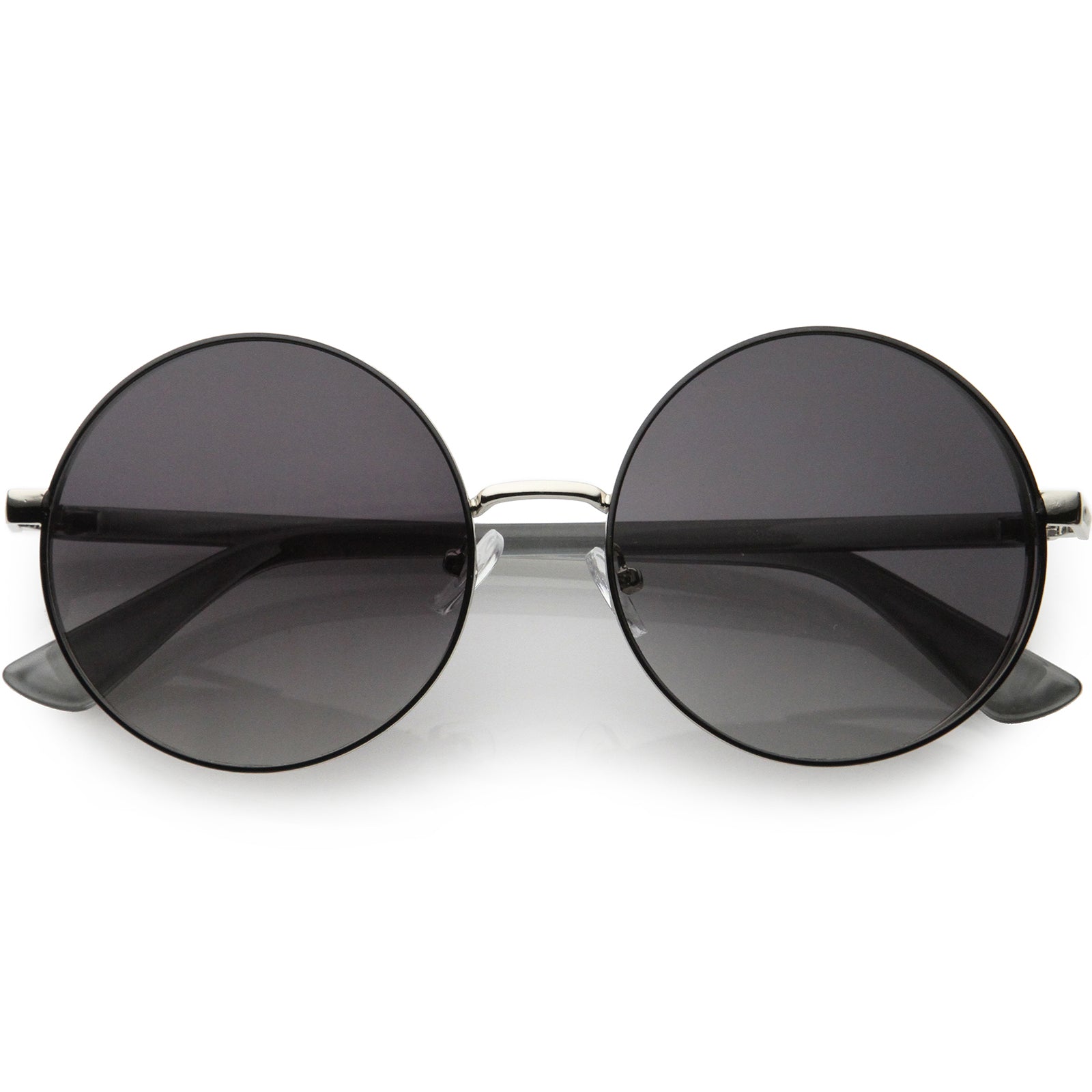 Posh Two-Tone Metal Side Cover Cut Out Round Sunglasses 56mm Gold Tan / Gold Mirror