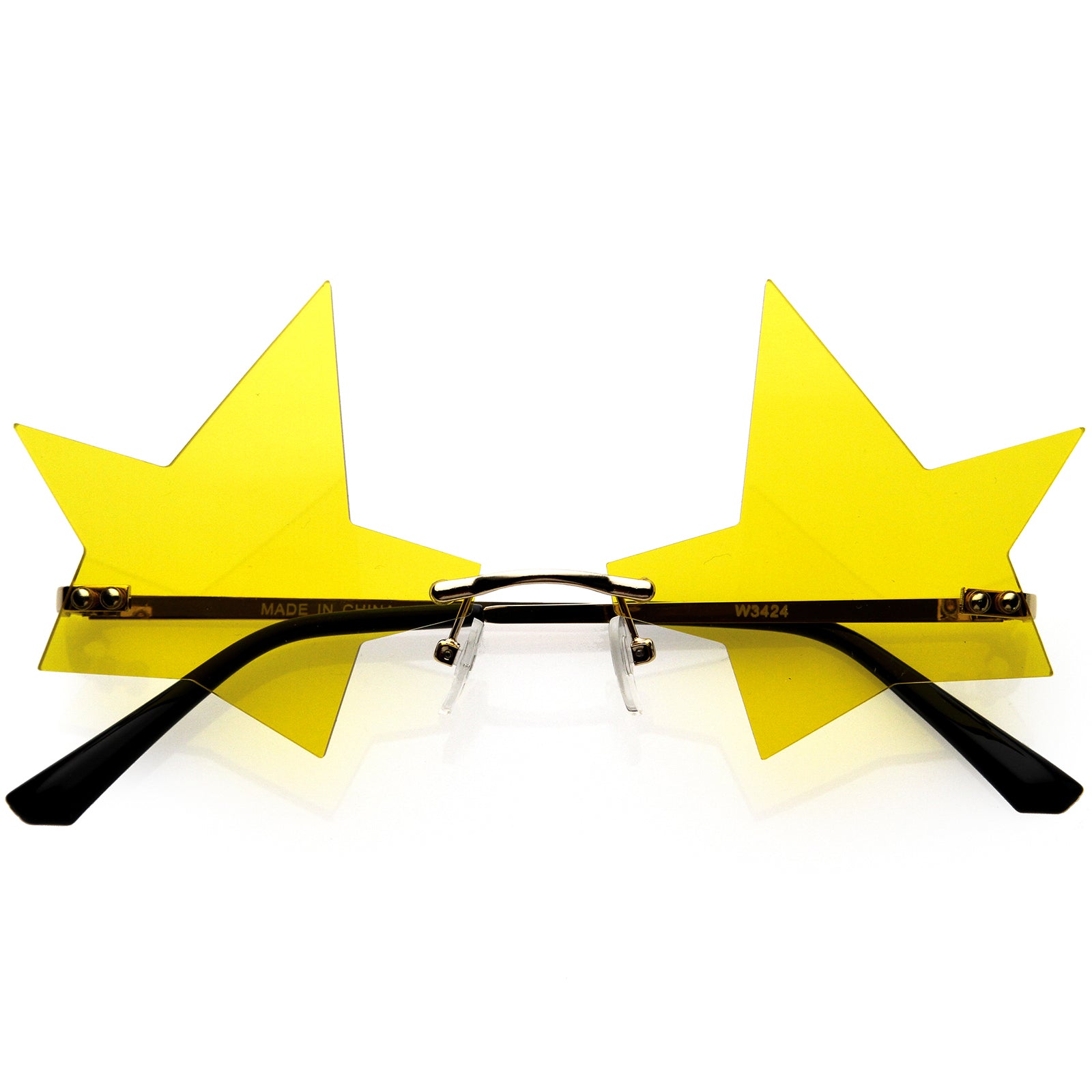 Chic Tinted Star Design Rimless Metal Frame Stars Sunglasses 56mm Gold / Yellow