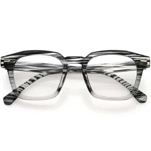 Dapper Rimless Metal Accent Wood Arm Square Lens Blue Light Glasses 54mm