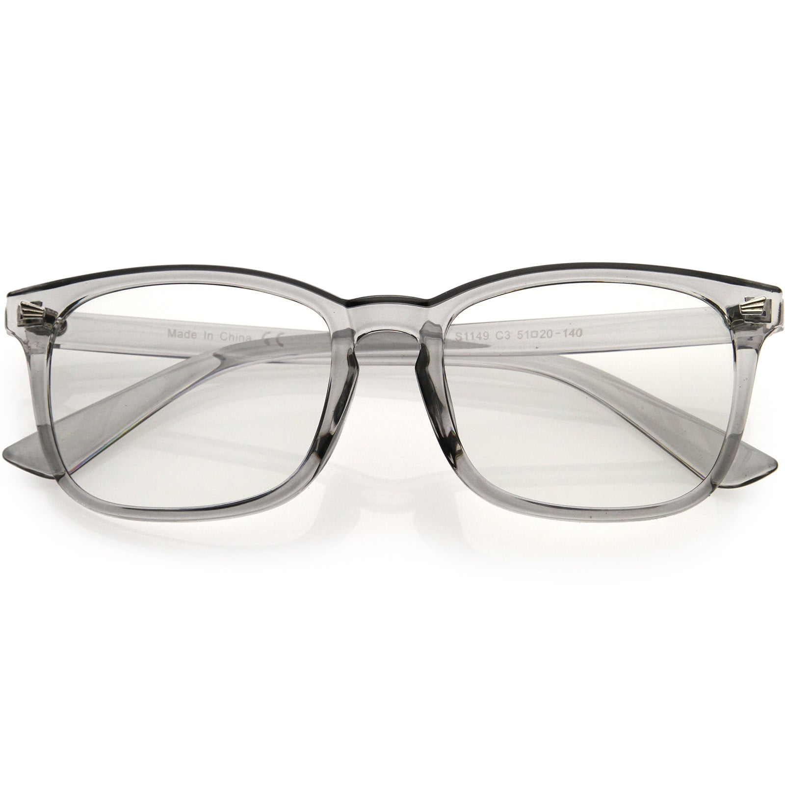 Classy Blue Light Filtering Metal Temple Detail Square Horn Rimmed Glasses 49mm Clear-Gray / Clear