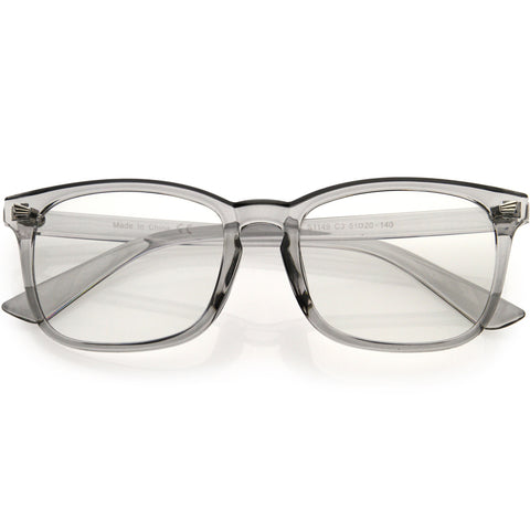 Dapper Rimless Metal Accent Wood Arm Square Lens Blue Light Glasses 54mm