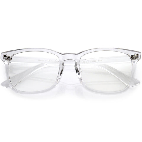 Classy Blue Light Filtering Metal Temple Detail Square Horn Rimmed Glasses 49mm