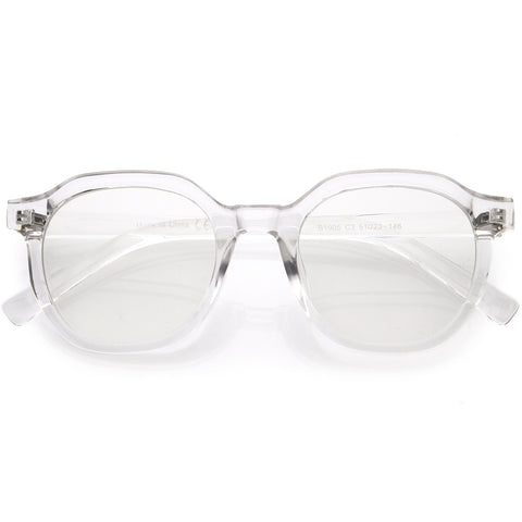 Round Vintage-Inspired Polished Metal Blue Light Glasses 50mm