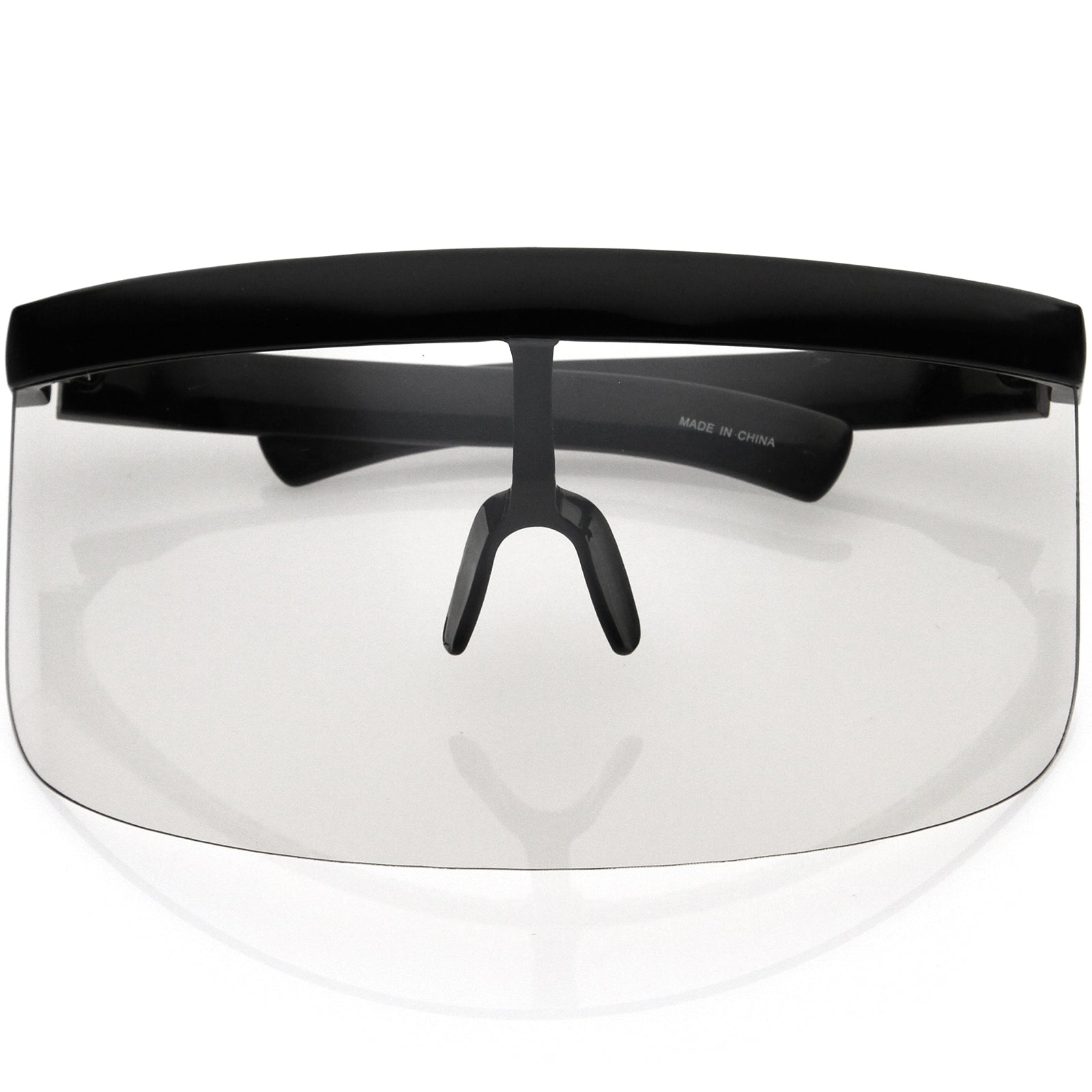 Futuristic Oversize Safety PPE Shield Blue Light Clear Lens Protection Visor 97mm Black / Clear