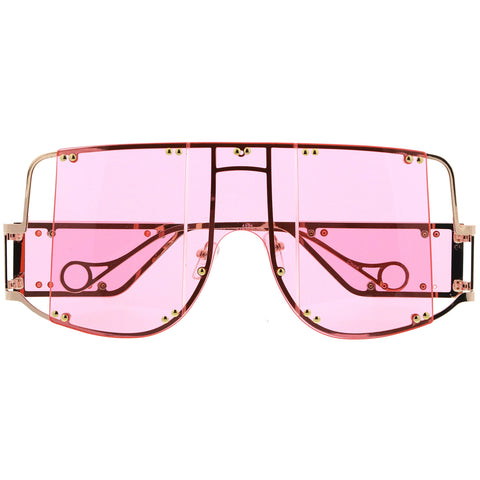 Premium High Fashion Rimless 5-Panel Color Lens Shield Sunglasses 61mm