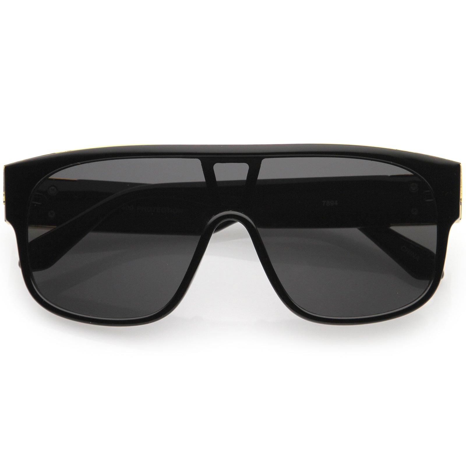 Sleek Oversize Neutral Square Lens Flat Top Shield Sunglasses 62mm Black / Smoke