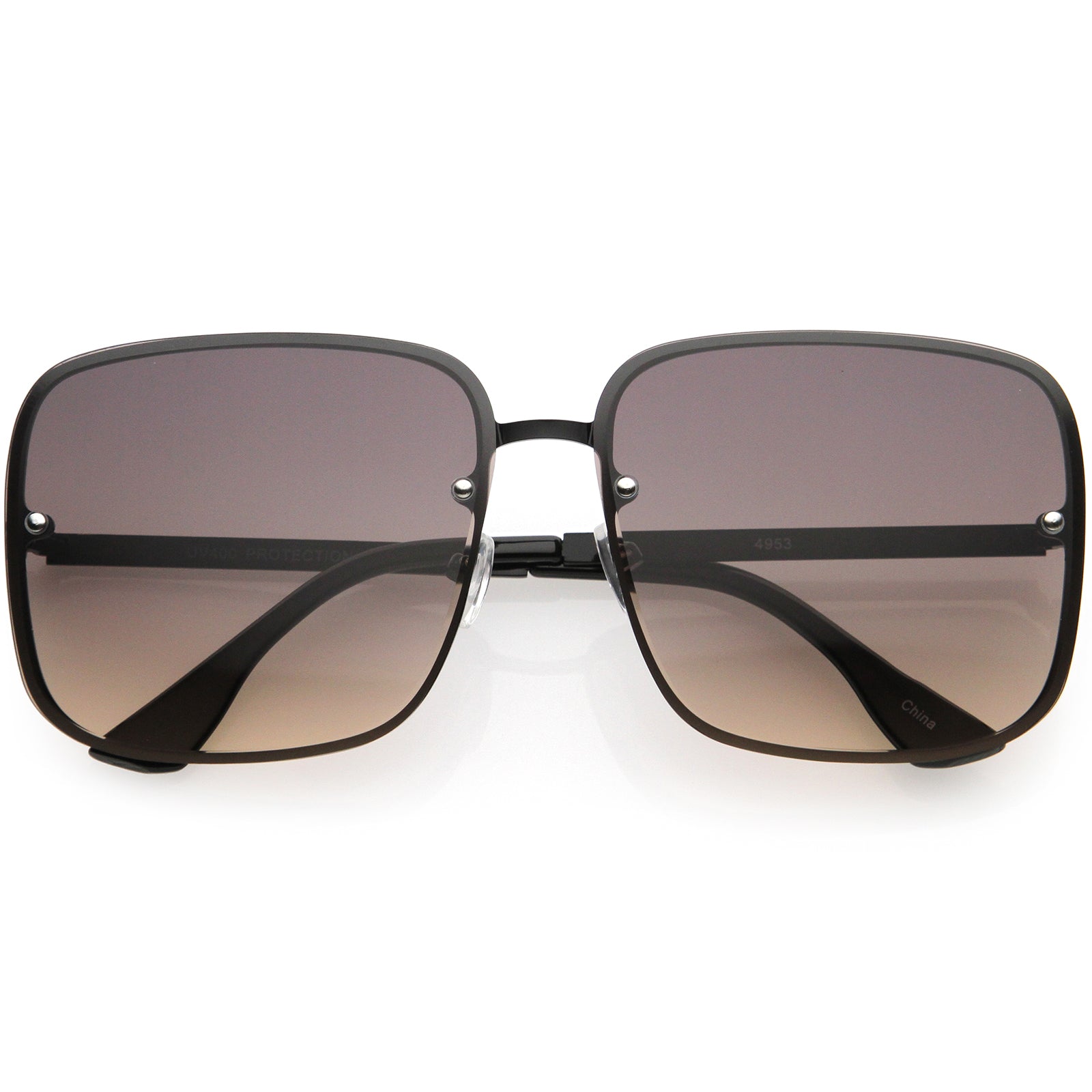 Luxe Rimless Gradient Lens Square Oversize Sunglasses 65mm Black / Lavender