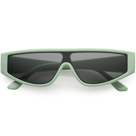 Bold Colored Tinted Lens Translucent Flat Top Oversize Shield Sunglasses 62mm
