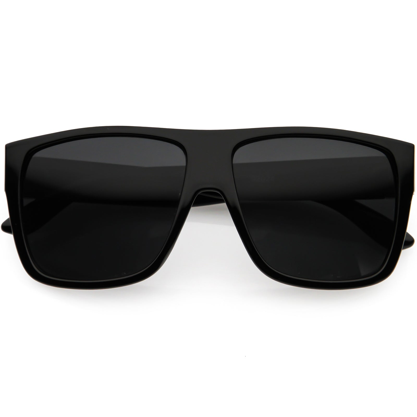 Classy Everyday Action Sports Flat Top Square Sunglasses 56mm Shiny Black / Dark Smoke
