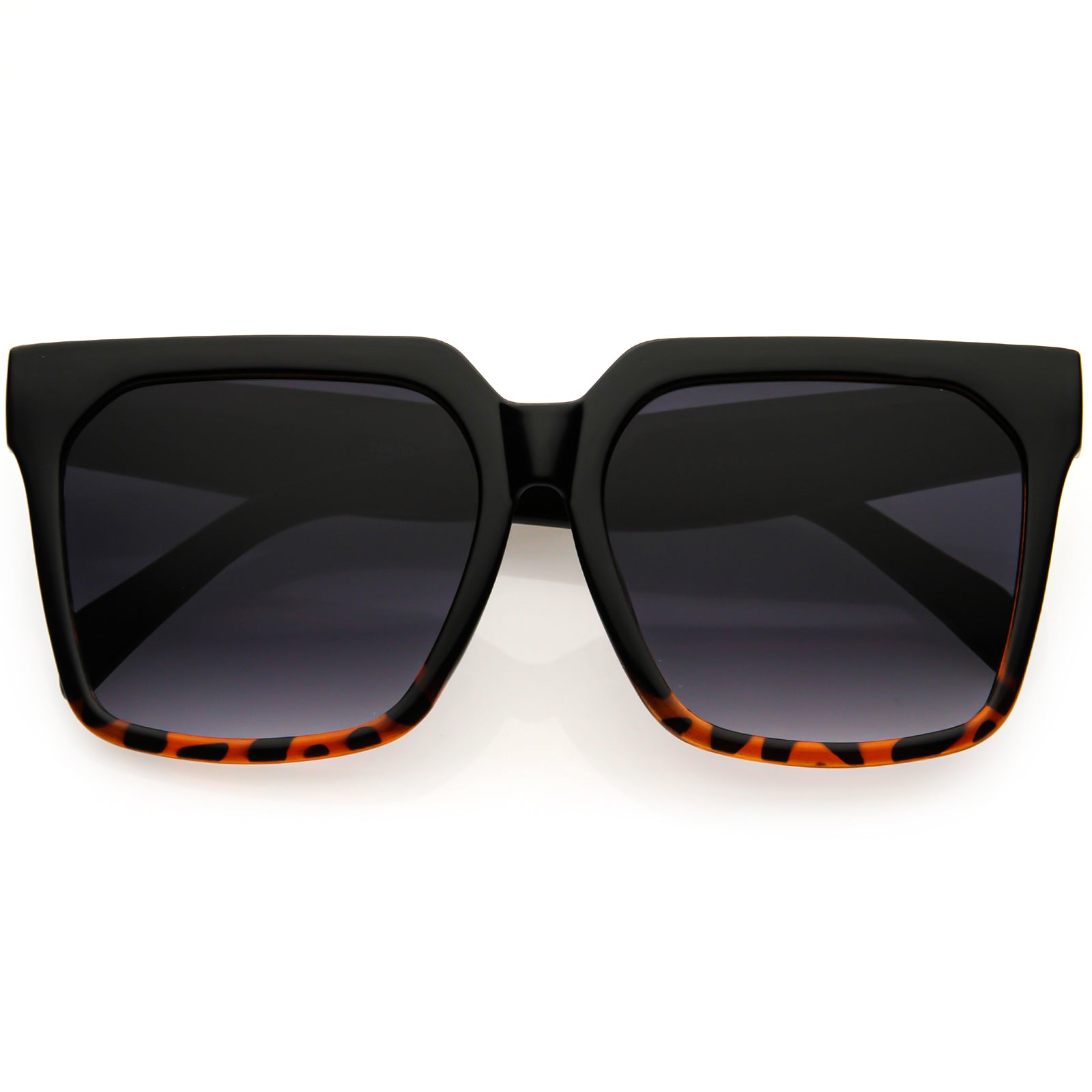 Classy Oversized Neutral Square Horn Rimmed Sunglasses 56mm Black Tortoise / Lavender