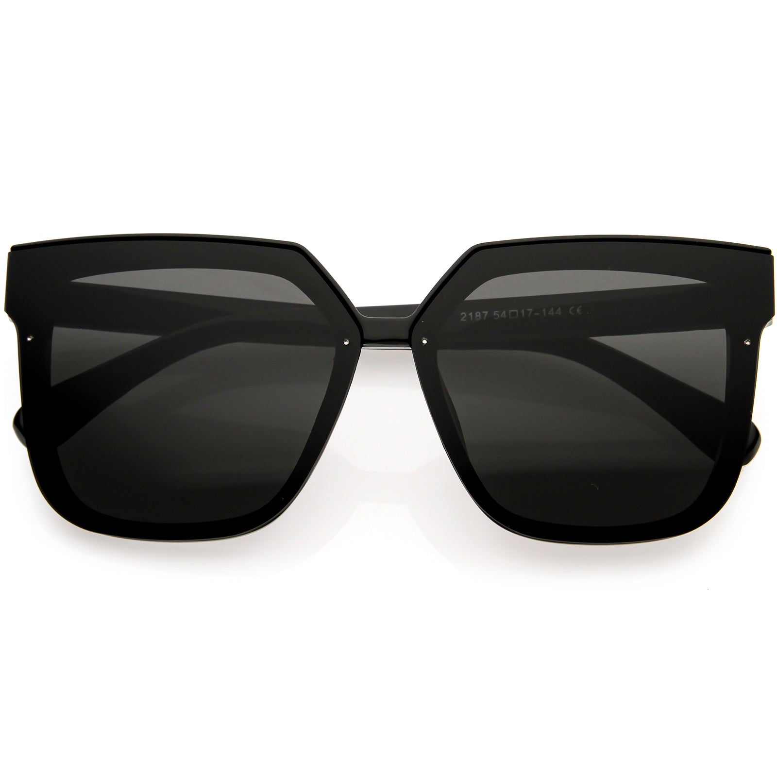 Quilted Textured Arms Neutral Colored Lens Square Sunglasses 63mm Black / Smoke