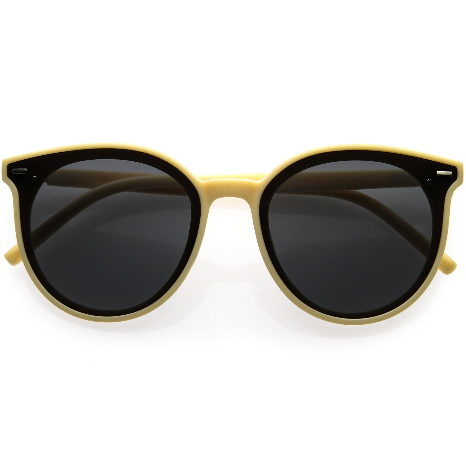 Classy Neutral Colored Lens Horn Rimmed Cat Eye Sunglasses 58mm Creme / Smoke