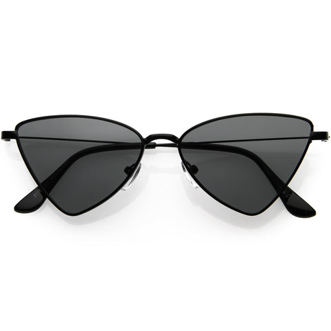 Posh Oversize Two-Tone Metal Nose Bridge Temple Rivet Accent Cat Eye Sunglasses 57mm