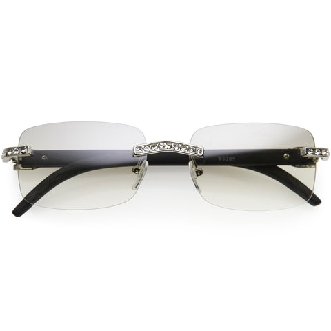 Double Rhinestones Decorated Premium Square Sunglasses 56mm
