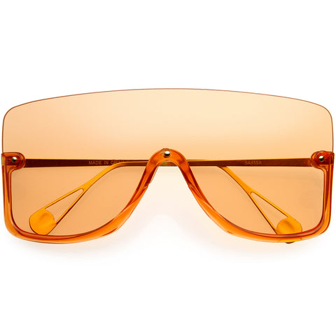 Royal Oversize Semi-Rimless Bevelled Lens Square Aviator Sunglasses 62mm