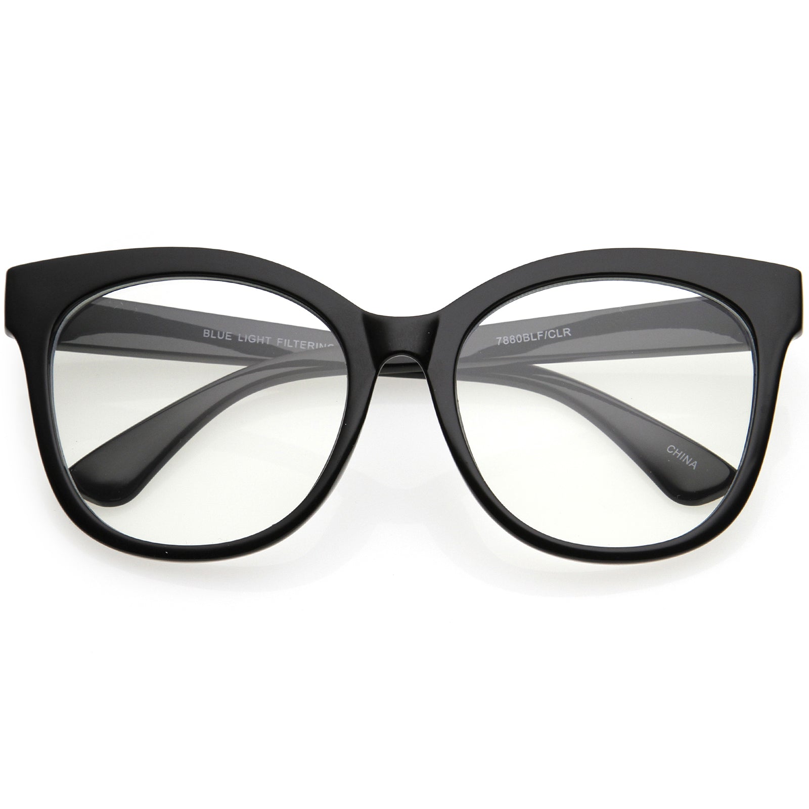 Oversize Blue Light Blocking Horn Rimmed Cat Eye Sunglasses 55mm Tortoise / Clear