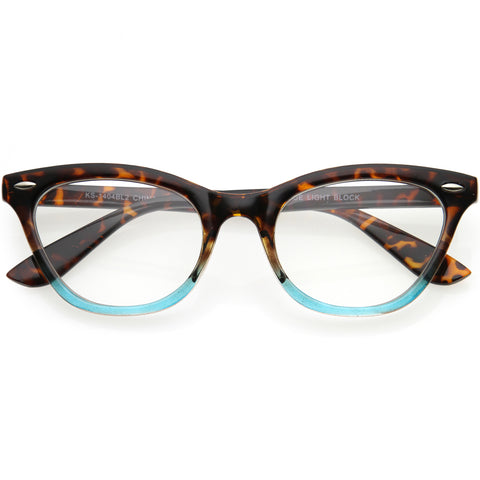 Round Vintage-Inspired Polished Metal Blue Light Glasses 50mm