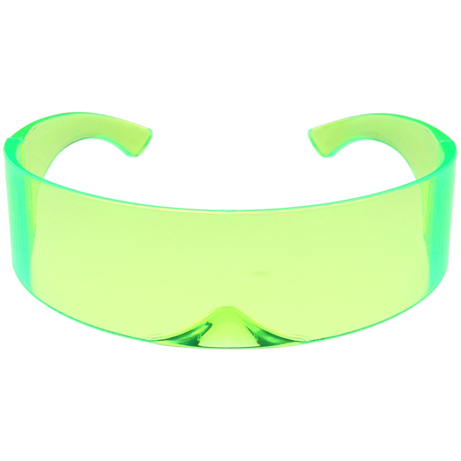Futuristic Wrap Around Monoblock Shield Sunglasses 70mm Green