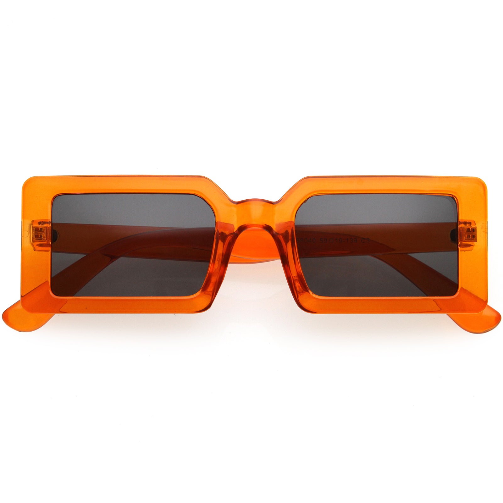 Retro Rectangular Neutral Colored Lens 90s Square Sunglasses 50mm Clear-Orange / Smoke