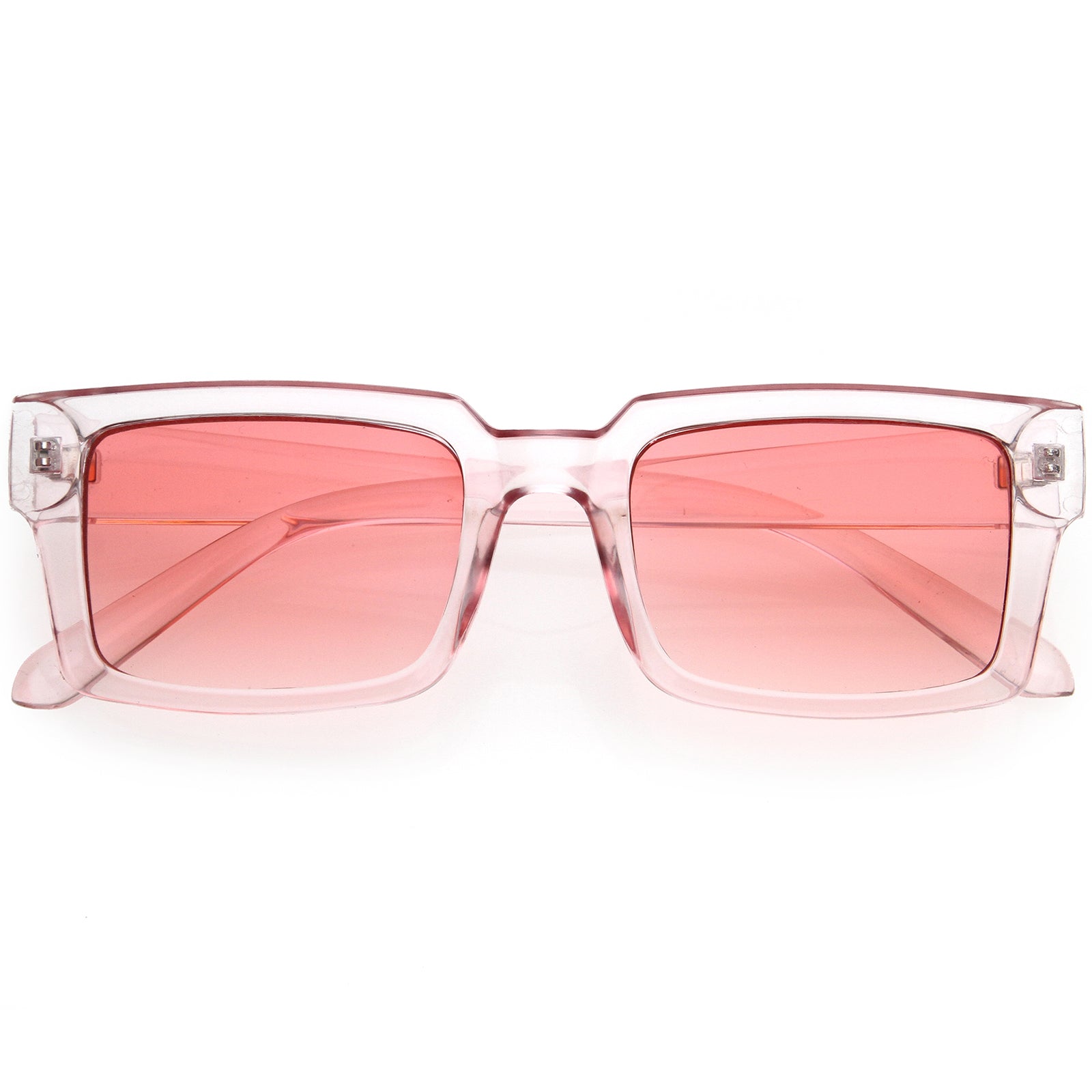 Modern Retro-Inspired Horn Rimmed Square Sunglasses 51mm Clear-Pink / Pink Fade