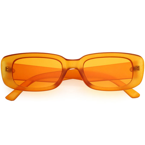 Retro Rhinestone Decorated 90s Inspired Rimless Oval Sunglasses 52mm