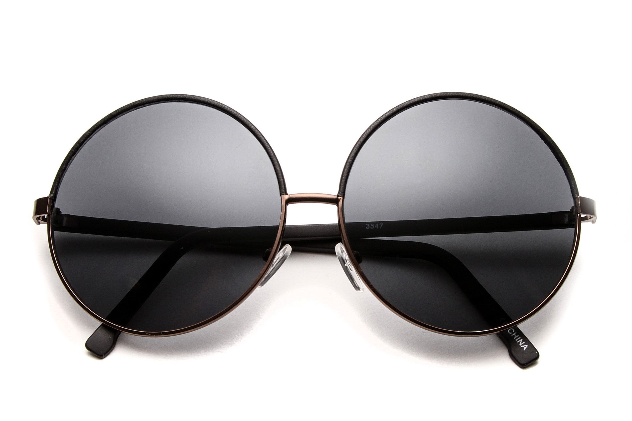 Allison Faux Leather Frame Hippie Sunglasses Black/White