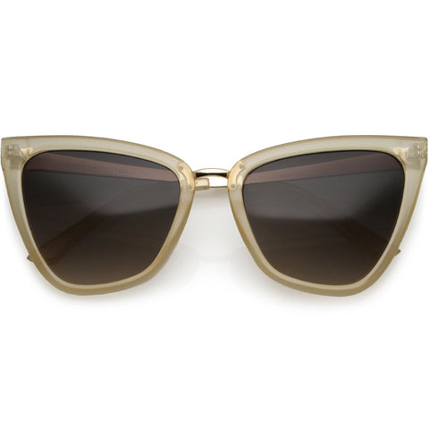 Women's Oversize Two-Tone Metal Nose Bridge Accent Cat Eye Sunglasses 55mm