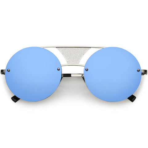 Dapper Rimless Metal Accent Wood Arm Square Lens Blue Light Glasses 54mm