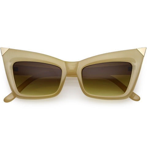 Modern Classy Thin Bezel Flat Lens Cat Eye Sunglasses 60mm