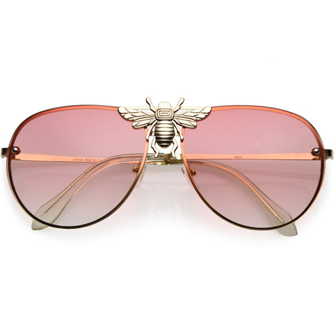 Retro Rhinestone Decorated 90s Inspired Rimless Oval Sunglasses 52mm