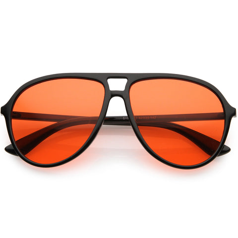 Button Snap Vegan Leather Crossbar Strap Teardrop Oversize Aviator Sunglasses 60mm
