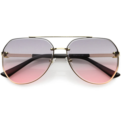 Double Rhinestones Decorated Premium Square Sunglasses 56mm