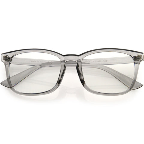 Posh Oversize Neutral Colored Lens Square Horn Rimmed Sunglasses 55mm