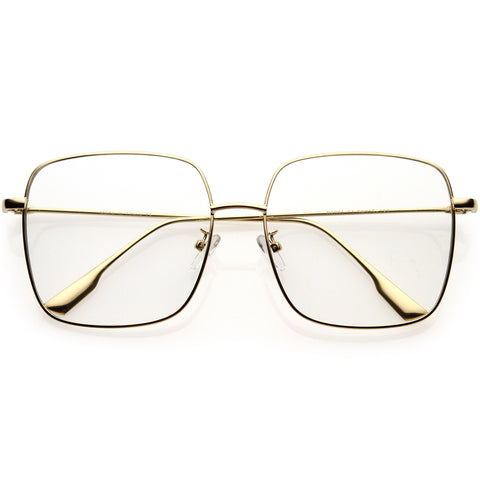 Retro Modern Blue Light Filtering Thin Metal Arms Square Glasses 58mm
