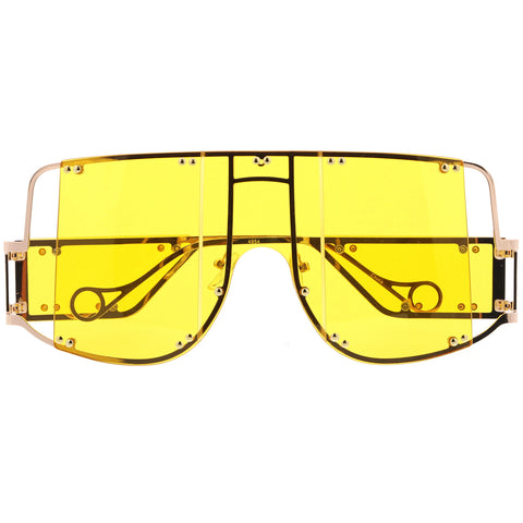 Premium High Fashion Rimless 5-Panel Color Lens Shield Sunglasses 61mm