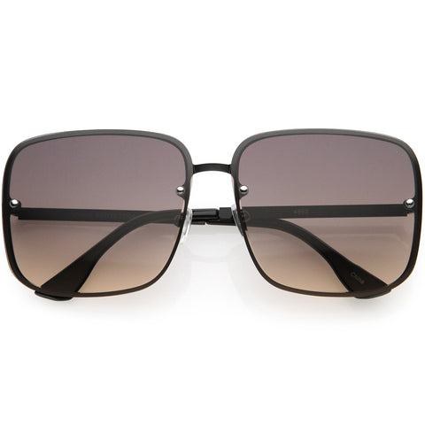 Luxe Rimless Gradient Lens Square Oversize Sunglasses 65mm