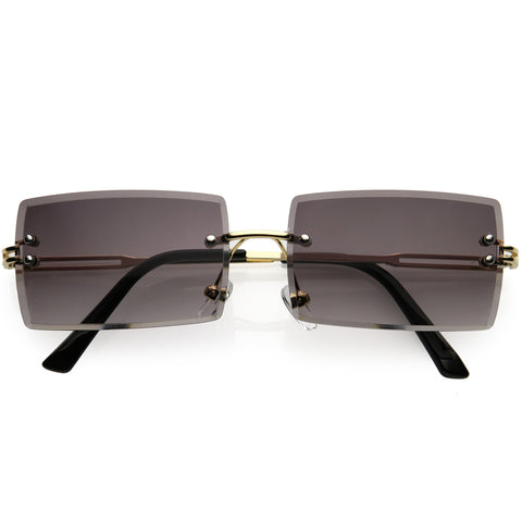 Luxe Rimless Studded Accent Oversize Square Sunglasses 61mm