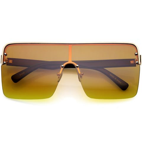 Oversize Semi Rimless Gradient Lens Shield Sunglasses 73mm