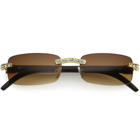 Premium Luxe Rhinestones Decorated Small Square Sunglasses 56mm